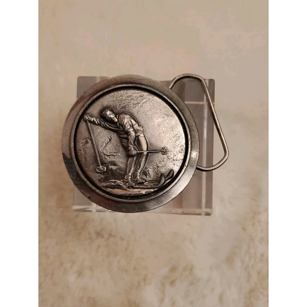 1977 Great American Buckle Co. Snow Skier Limited Edition Rare Belt‎ Buckle #711